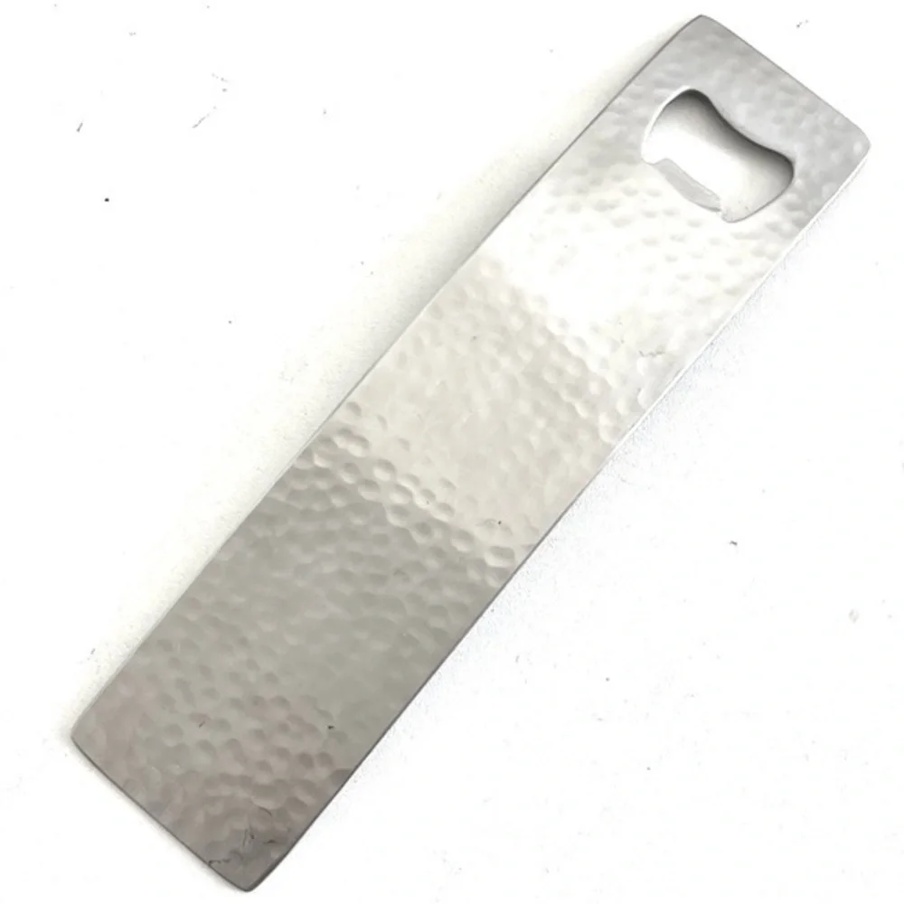 Bottle Opener! Hammered Silver Modern Design!